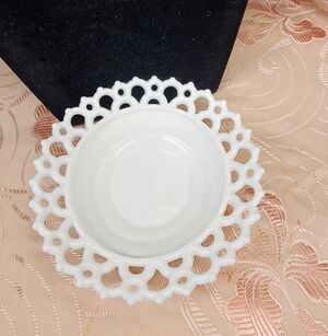 MCM White Milk Glass Lattice - Work Edge Art Piece